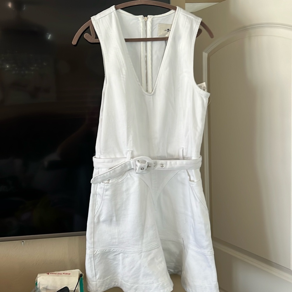 7 for all mankind white denim  dress flare bottom